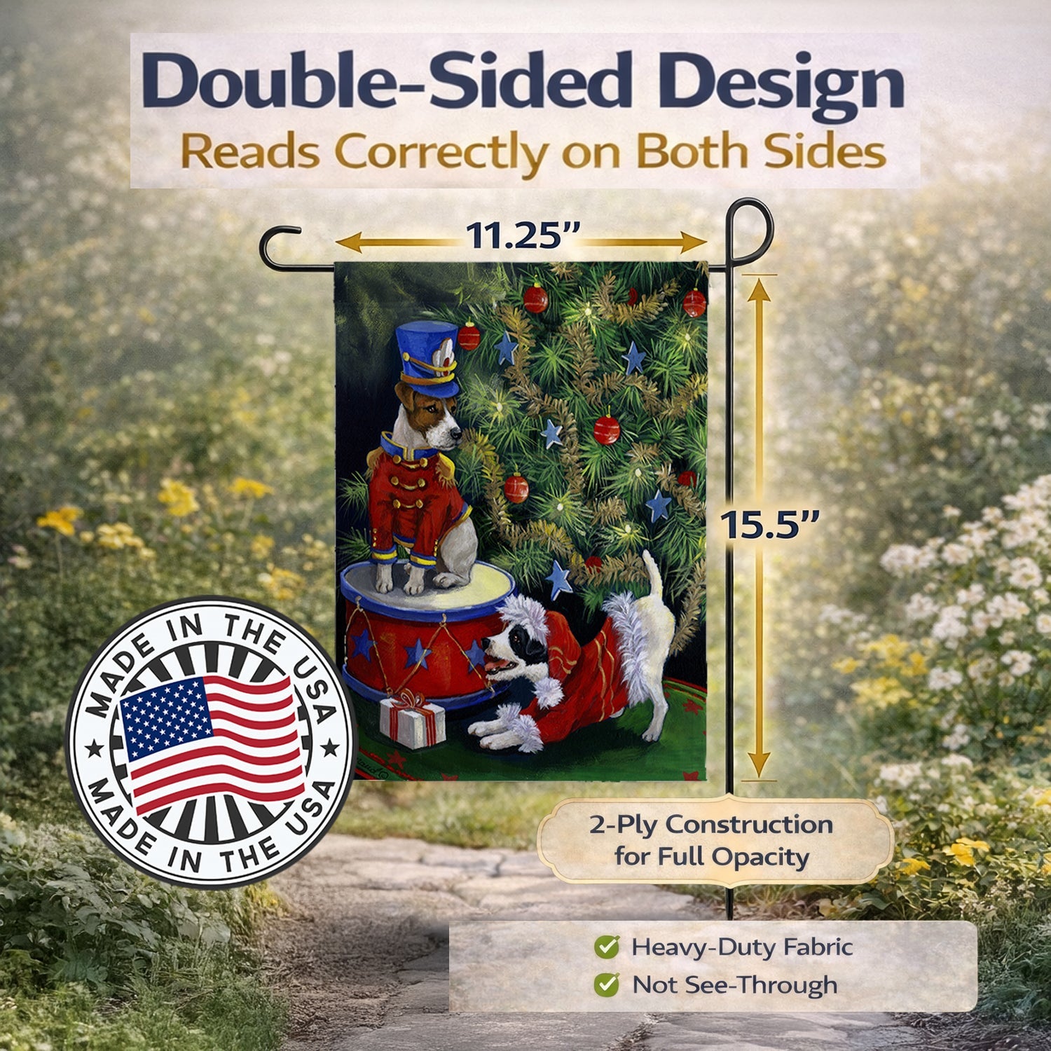 Jack Russell Christmas My Gift Garden Flag Mailbox Decorative Yard Banner Outside Patio Artwork for Flower Beds, Garden Size, Multicolor