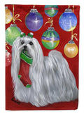 Maltese Christmas Stocking Stuffer Garden Flag Mailbox Decorative Yard Banner Outside Patio Artwork for Flower Beds, Garden Size, Multicolor