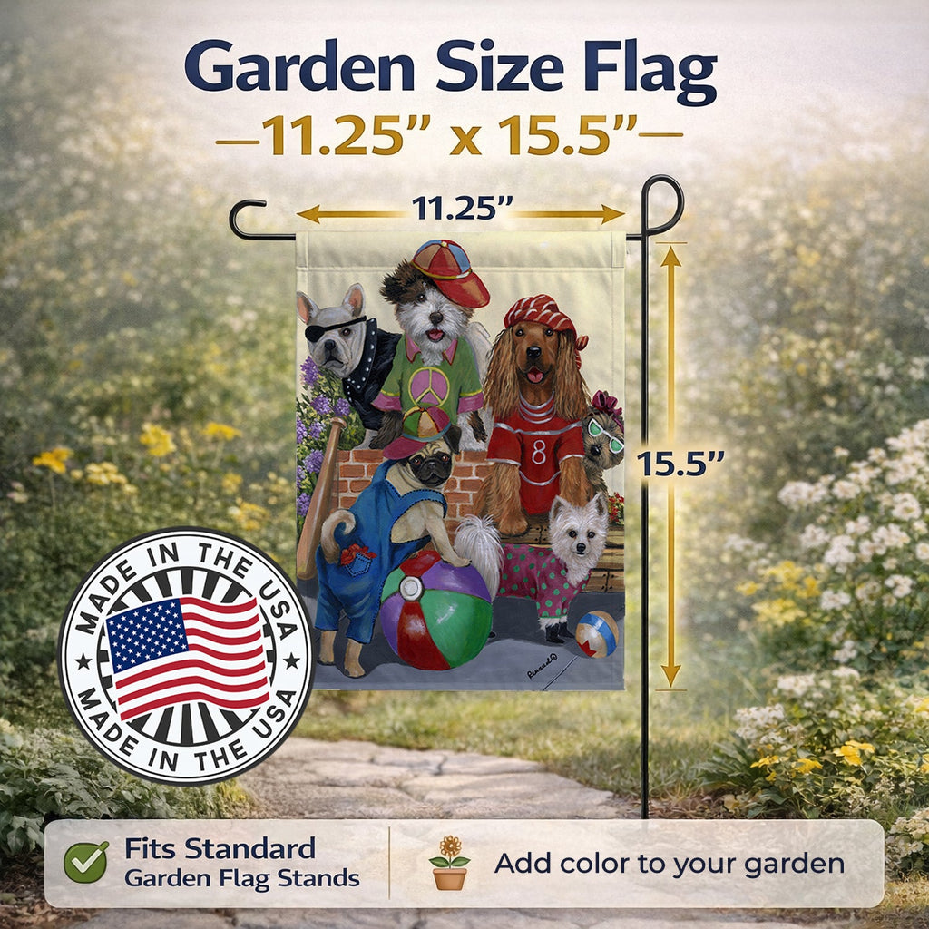 Dogs Mutli-Breed Neighborhood Garden Flag Mailbox Decorative Yard Banner Outside Patio Artwork for Flower Beds, Garden Size, Multicolor