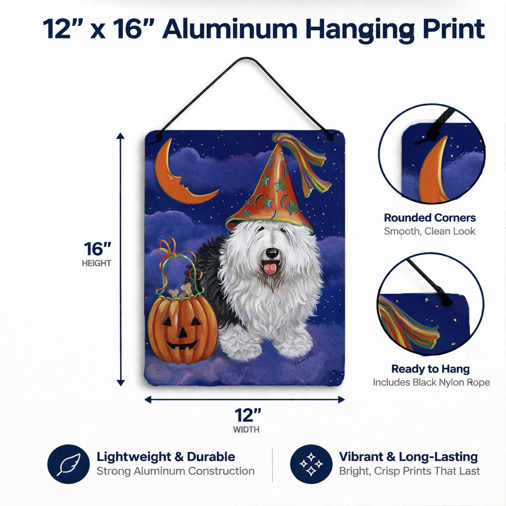 Old English Sheepdog Halloween Wall or Door Hanging Prints Aluminum Metal Sign Kitchen Wall Bar Bathroom Plaque Home Decor Front Door Plaque, 12x16, Multicolor