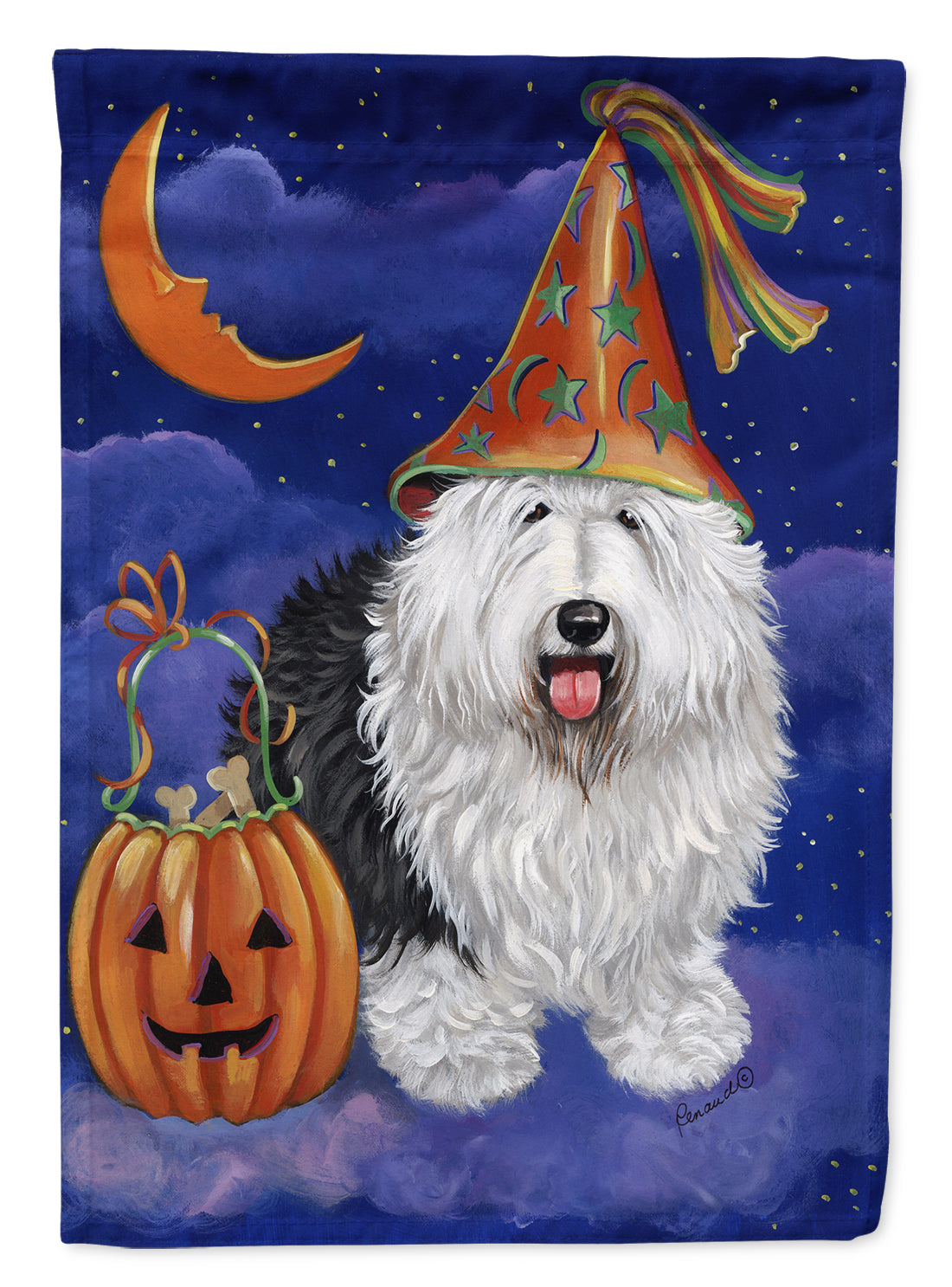 Old English Sheepdog Halloween Garden Flag Mailbox Decorative Yard Banner Outside Patio Artwork for Flower Beds, Garden Size, Multicolor