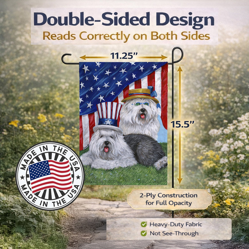 Old English Sheepdog USA Garden Flag Mailbox Decorative Yard Banner Outside Patio Artwork for Flower Beds, Garden Size, Multicolor