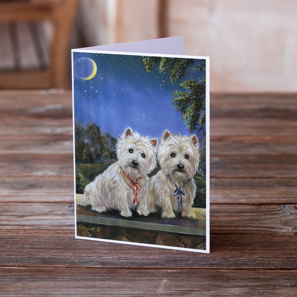 Westie Moonlight Stroll Greeting Cards Pack of 8 Blank Cards with Envelopes Whimsical A7 Size 5x7