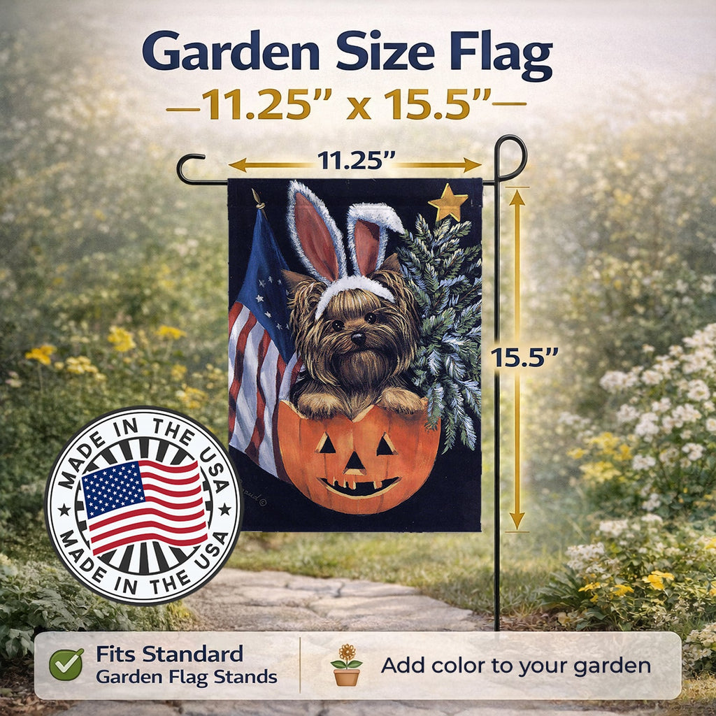 Yorkie for All Seasons Garden Flag Mailbox Decorative Yard Banner Outside Patio Artwork for Flower Beds, Garden Size, Multicolor
