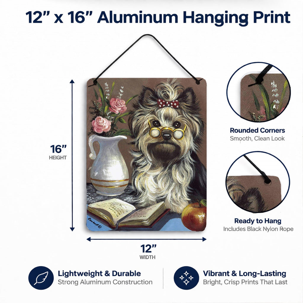 Yorkie Teacher's Pet Wall or Door Hanging Prints Aluminum Metal Sign Kitchen Wall Bar Bathroom Plaque Home Decor Front Door Plaque, 12x16, Multicolor