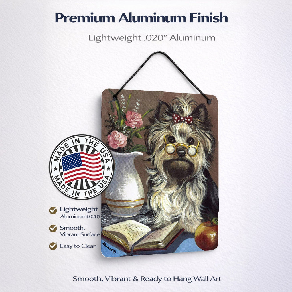 Yorkie Teacher's Pet Wall or Door Hanging Prints Aluminum Metal Sign Kitchen Wall Bar Bathroom Plaque Home Decor Front Door Plaque, 12x16, Multicolor
