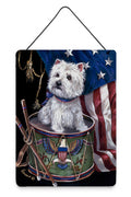 Westie Little Drummer Boy USA Wall or Door Hanging Prints Aluminum Metal Sign Kitchen Wall Bar Bathroom Plaque Home Decor Front Door Plaque, 12x16, Multicolor