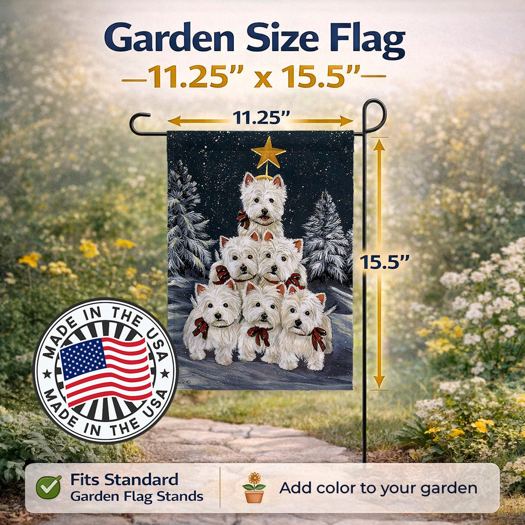 Westie Christmas Family Tree Garden Flag Mailbox Decorative Yard Banner Outside Patio Artwork for Flower Beds, Garden Size, Multicolor