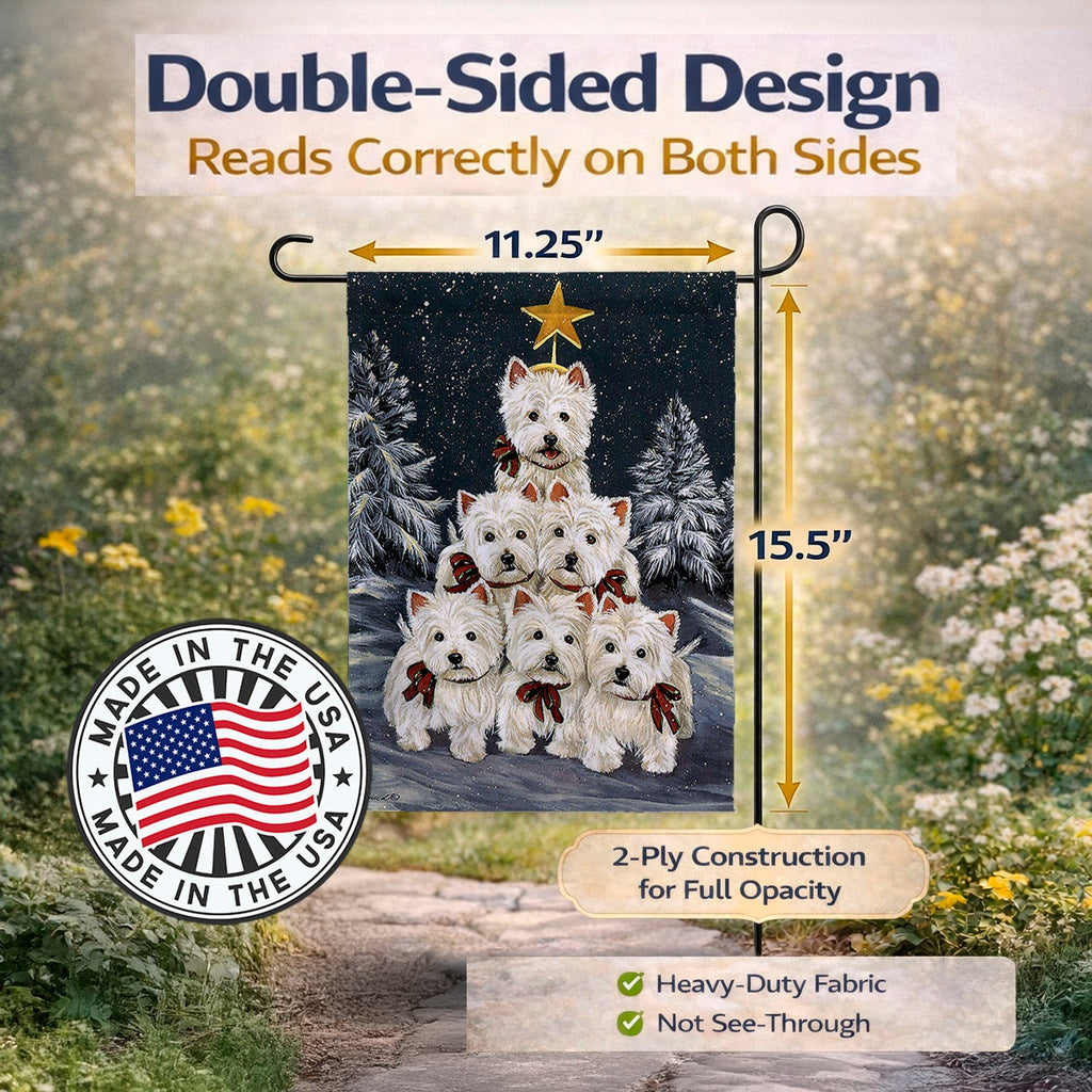 Westie Christmas Family Tree Garden Flag Mailbox Decorative Yard Banner Outside Patio Artwork for Flower Beds, Garden Size, Multicolor