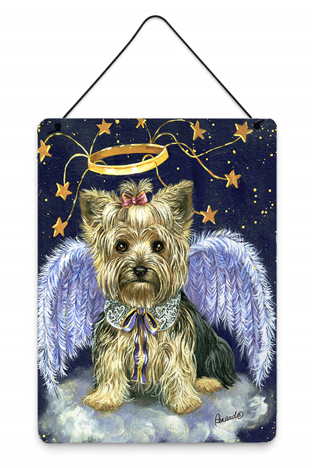 Yorkie Christmas Family Tree Wall or Door Hanging Prints Aluminum Metal Sign Kitchen Wall Bar Bathroom Plaque Home Decor Front Door Plaque, 12x16, Multicolor