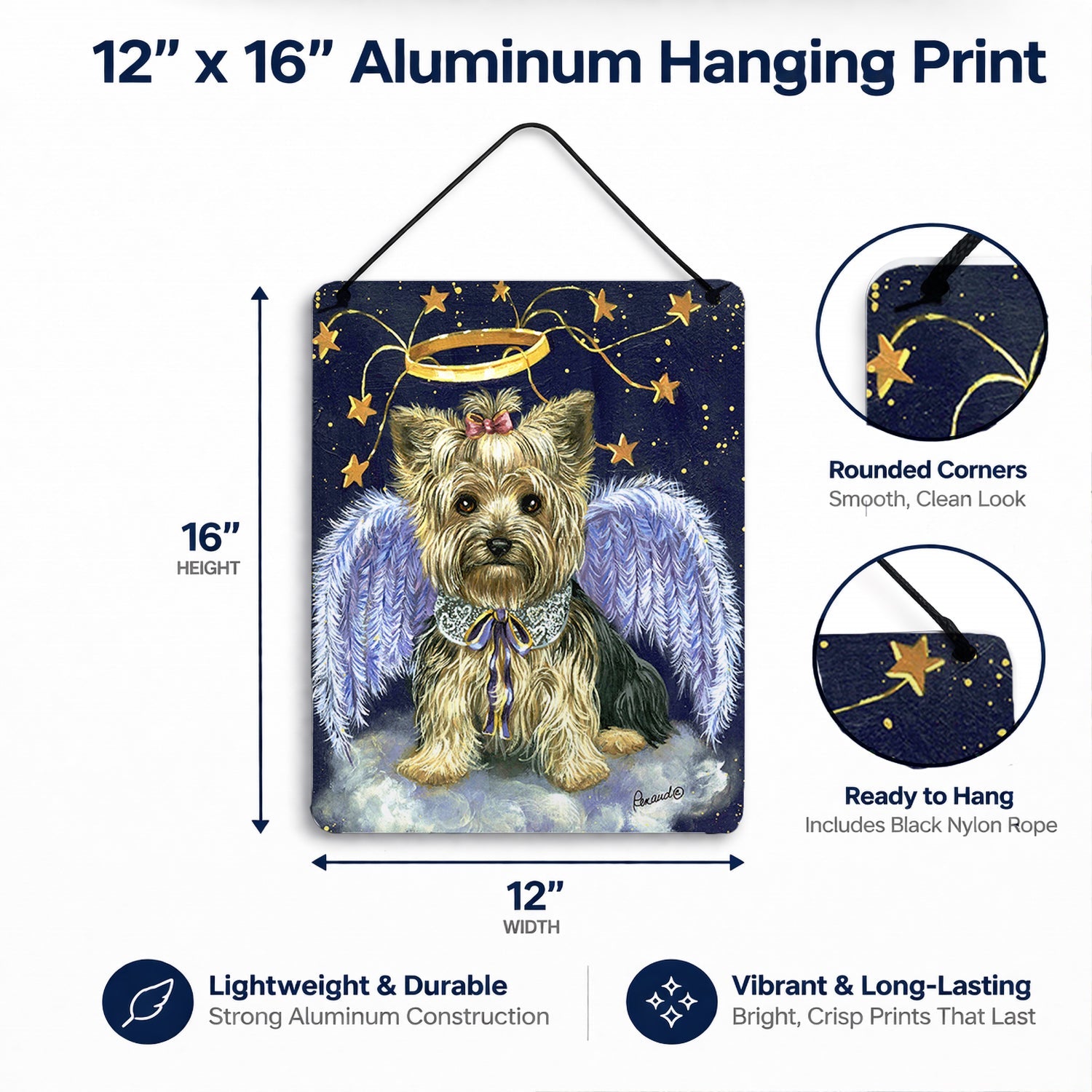 Yorkie Christmas Family Tree Wall or Door Hanging Prints Aluminum Metal Sign Kitchen Wall Bar Bathroom Plaque Home Decor Front Door Plaque, 12x16, Multicolor