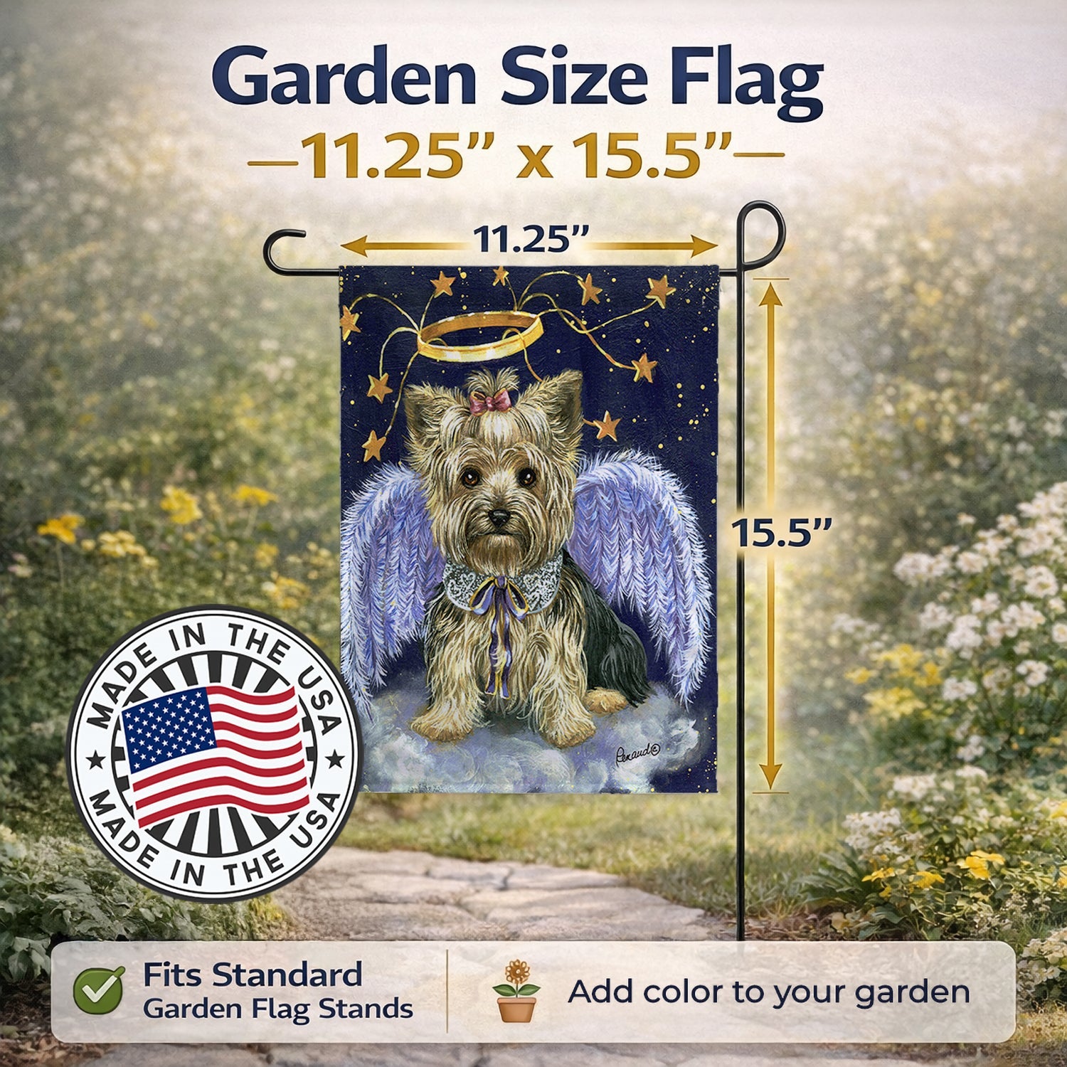 Yorkie Christmas Family Tree Garden Flag Mailbox Decorative Yard Banner Outside Patio Artwork for Flower Beds, Garden Size, Multicolor