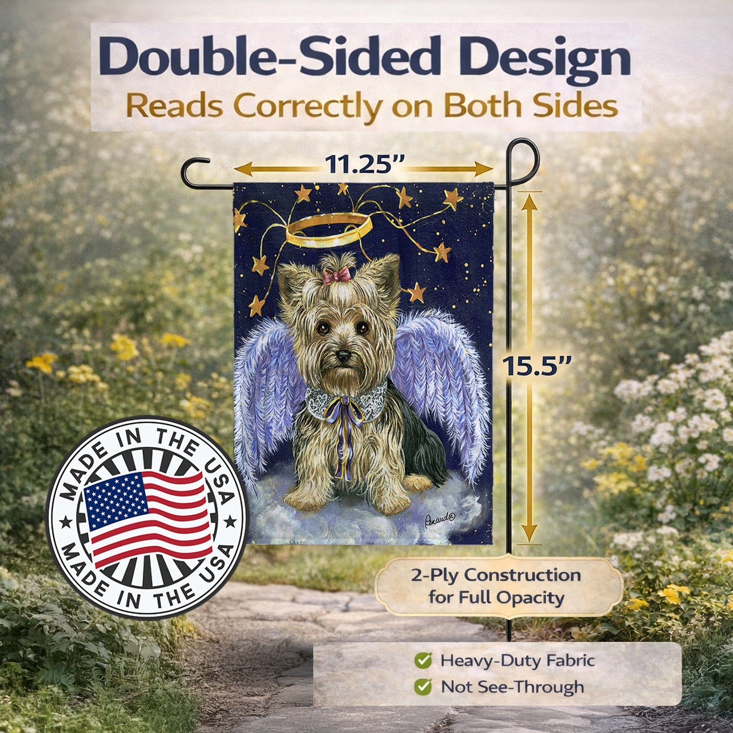 Yorkie Christmas Family Tree Garden Flag Mailbox Decorative Yard Banner Outside Patio Artwork for Flower Beds, Garden Size, Multicolor