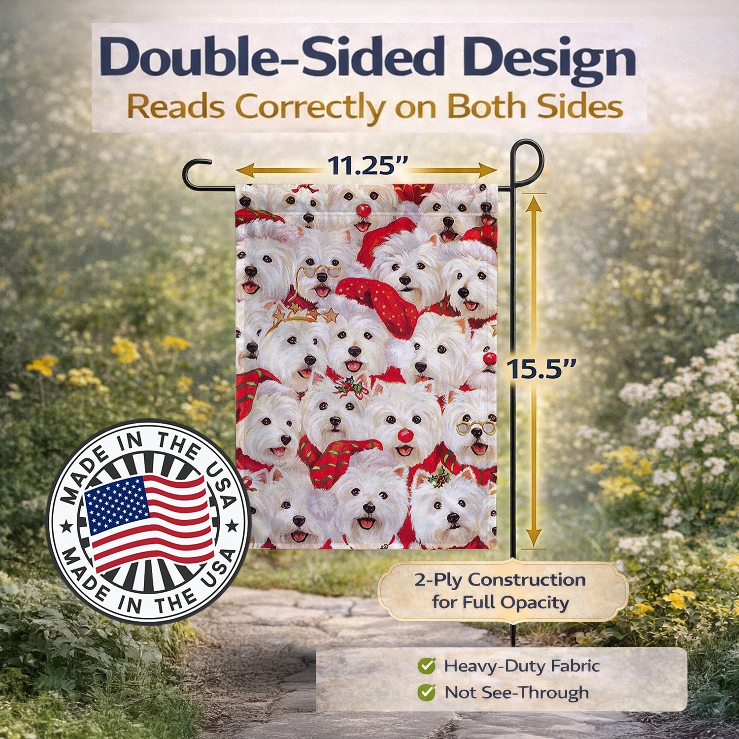 Westie Christmas a Plenty Garden Flag Mailbox Decorative Yard Banner Outside Patio Artwork for Flower Beds, Garden Size, Multicolor