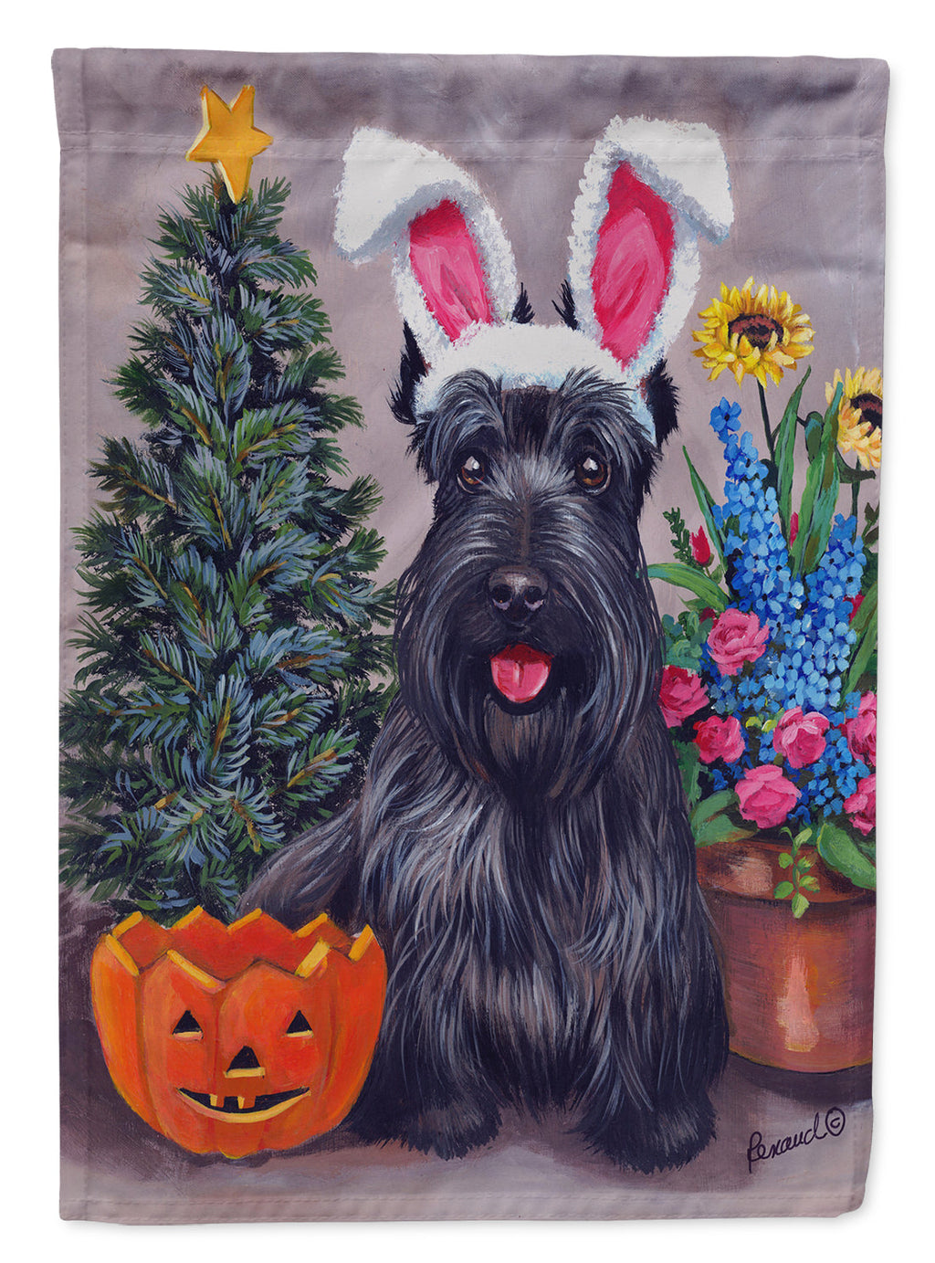 Scottish Terrier Scottie for All Seasons Garden Flag Mailbox Decorative Yard Banner Outside Patio Artwork for Flower Beds, Garden Size, Multicolor