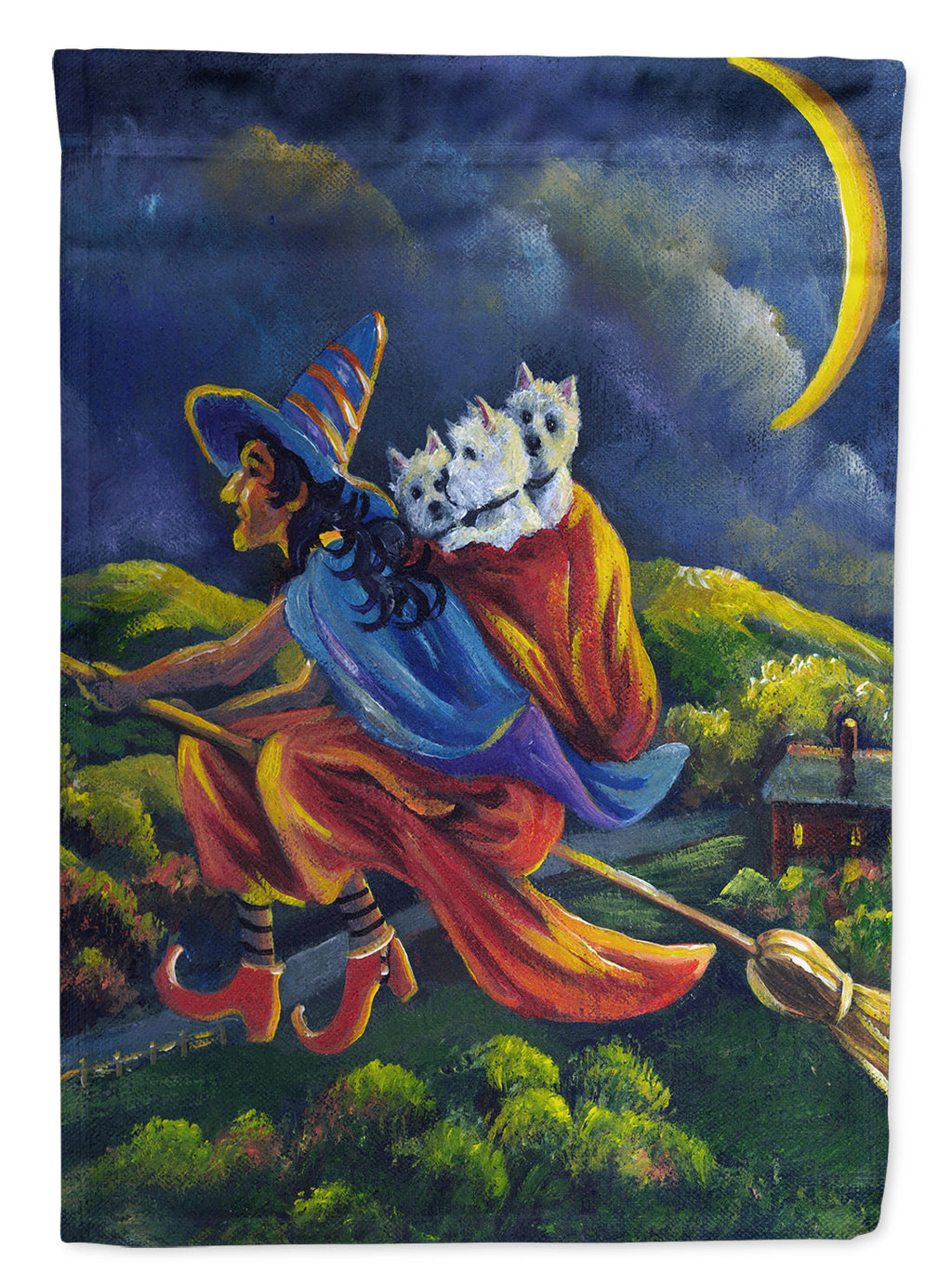 Westie Halloween Witch Garden Flag Mailbox Decorative Yard Banner Outside Patio Artwork for Flower Beds, Garden Size, Multicolor