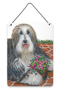 Bearded Collie Pot of Roses Wall or Door Hanging Prints Aluminum Metal Sign Kitchen Wall Bar Bathroom Plaque Home Decor Front Door Plaque, 12x16, Multicolor