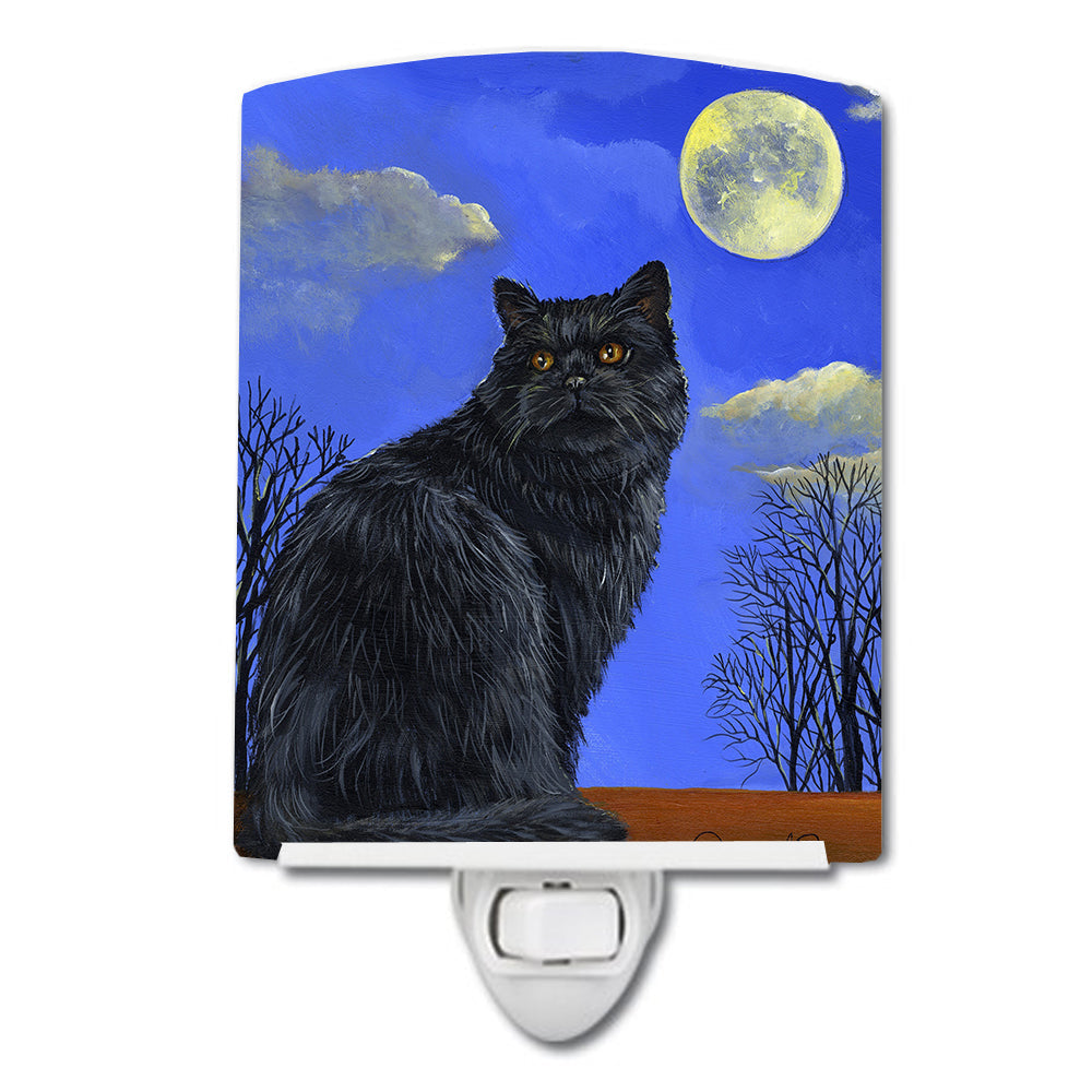 Black Cat Hocus Pocus Halloween Ceramic Night Light Compact, UL-Certified, Ideal for Bedroom, Bathroom, Nursery, Hallway, Kitchen, 6x4x3, Multicolor