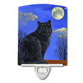 Black Cat Hocus Pocus Halloween Ceramic Night Light Compact, UL-Certified, Ideal for Bedroom, Bathroom, Nursery, Hallway, Kitchen, 6x4x3, Multicolor