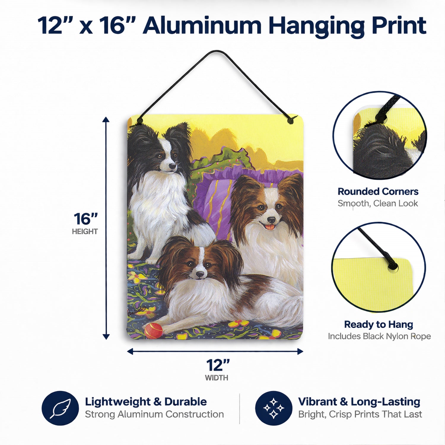 Papillon Party Pals Wall or Door Hanging Prints Aluminum Metal Sign Kitchen Wall Bar Bathroom Plaque Home Decor Front Door Plaque, 12x16, Multicolor