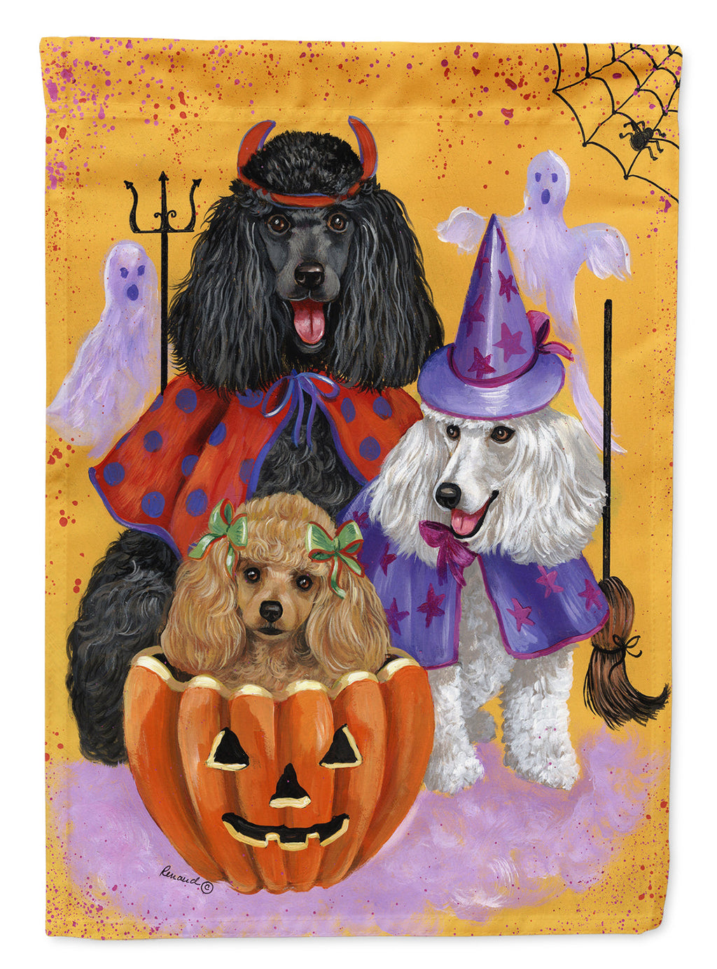 Poodle Halloween Garden Flag Mailbox Decorative Yard Banner Outside Patio Artwork for Flower Beds, Garden Size, Multicolor