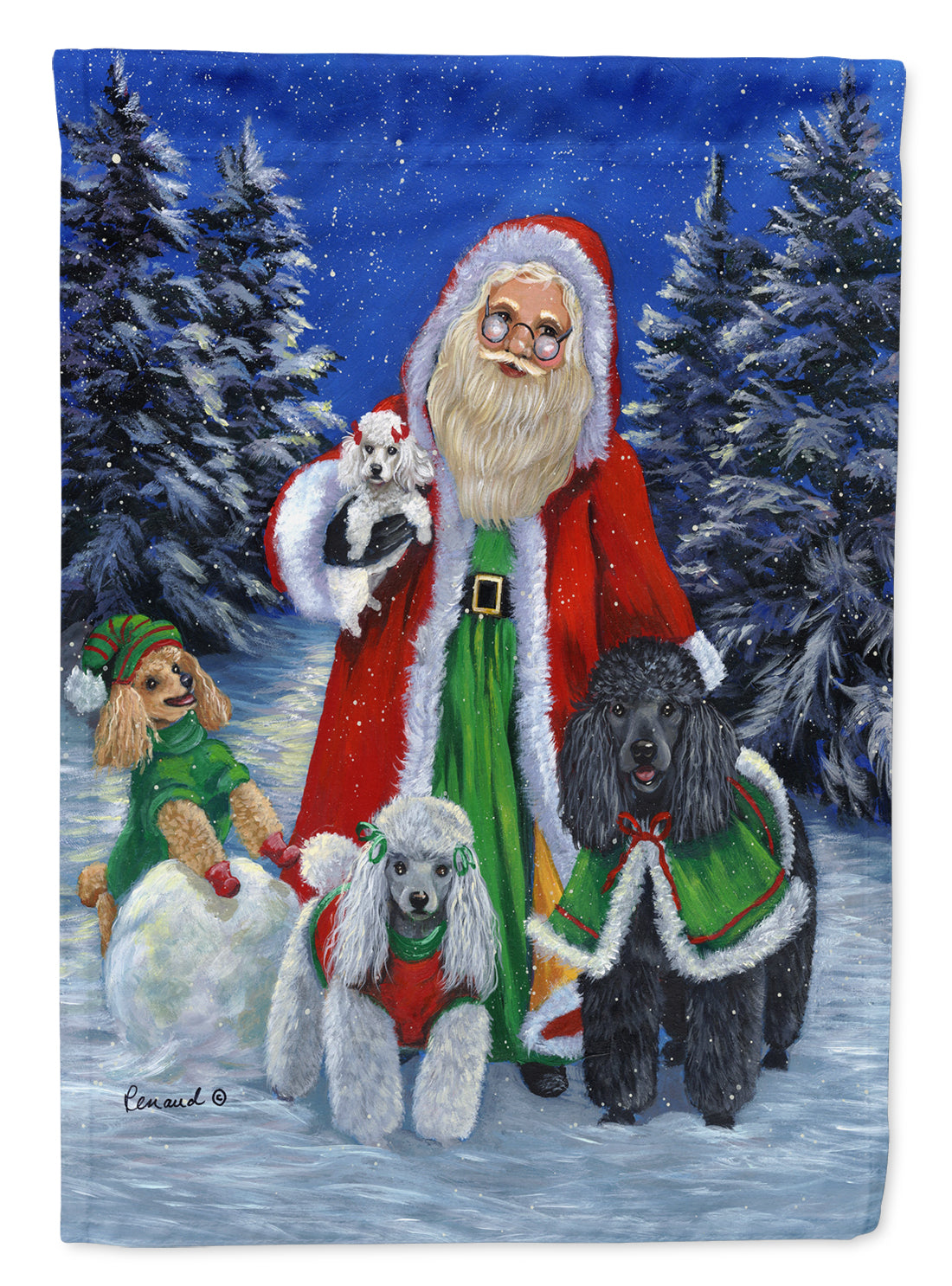 Poodle Christmas Santa Garden Flag Mailbox Decorative Yard Banner Outside Patio Artwork for Flower Beds, Garden Size, Multicolor