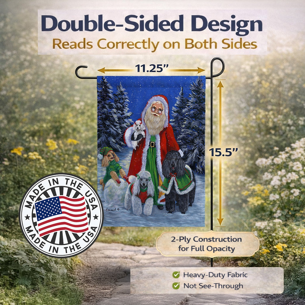 Poodle Christmas Santa Garden Flag Mailbox Decorative Yard Banner Outside Patio Artwork for Flower Beds, Garden Size, Multicolor