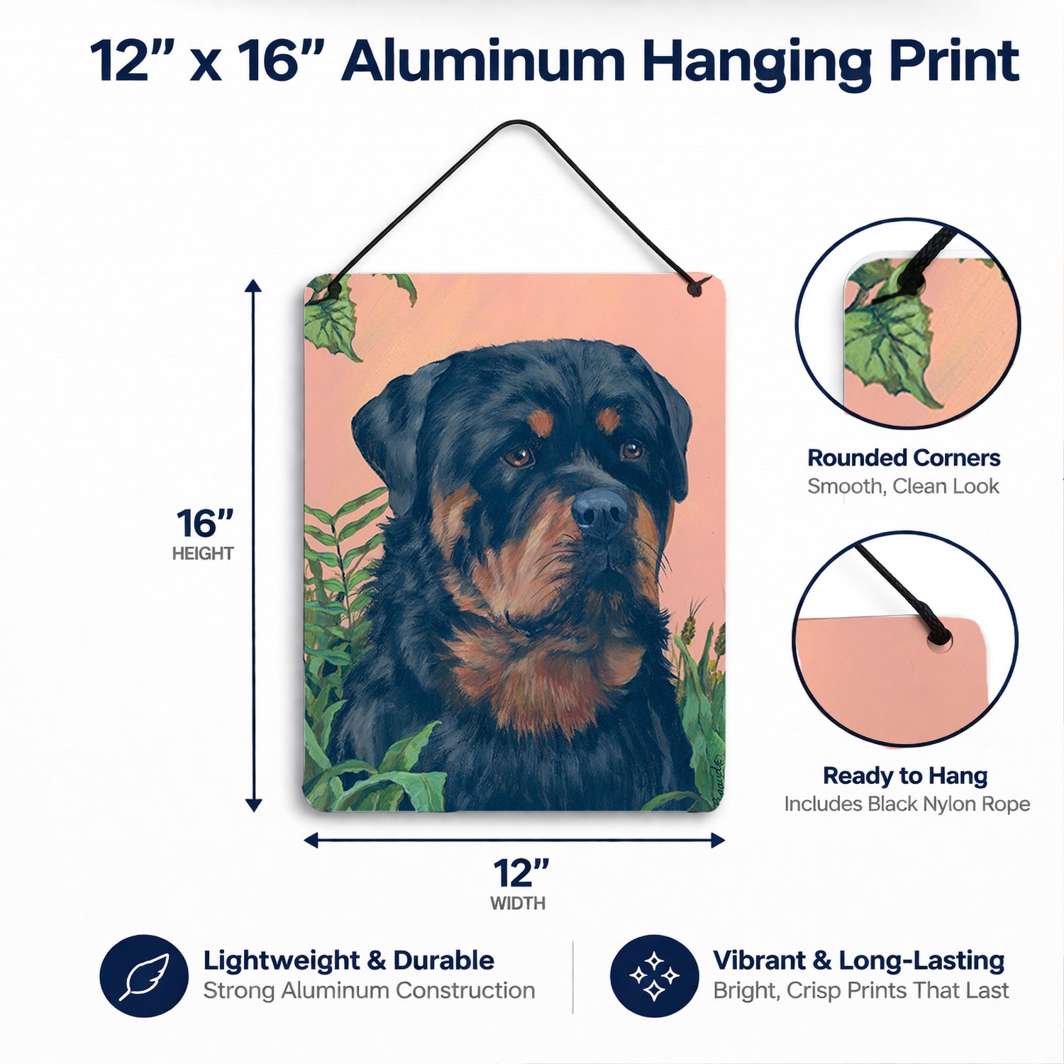 Rottweiler Wall or Door Hanging Prints Aluminum Metal Sign Kitchen Wall Bar Bathroom Plaque Home Decor Front Door Plaque, 12x16, Multicolor