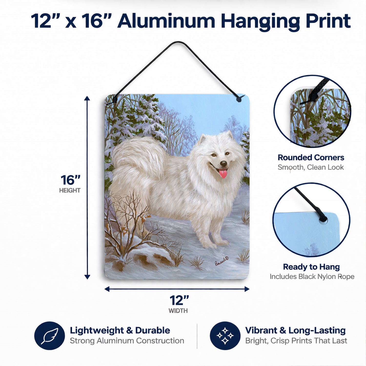 Samoyed Happiness Wall or Door Hanging Prints Aluminum Metal Sign Kitchen Wall Bar Bathroom Plaque Home Decor Front Door Plaque, 12x16, Multicolor