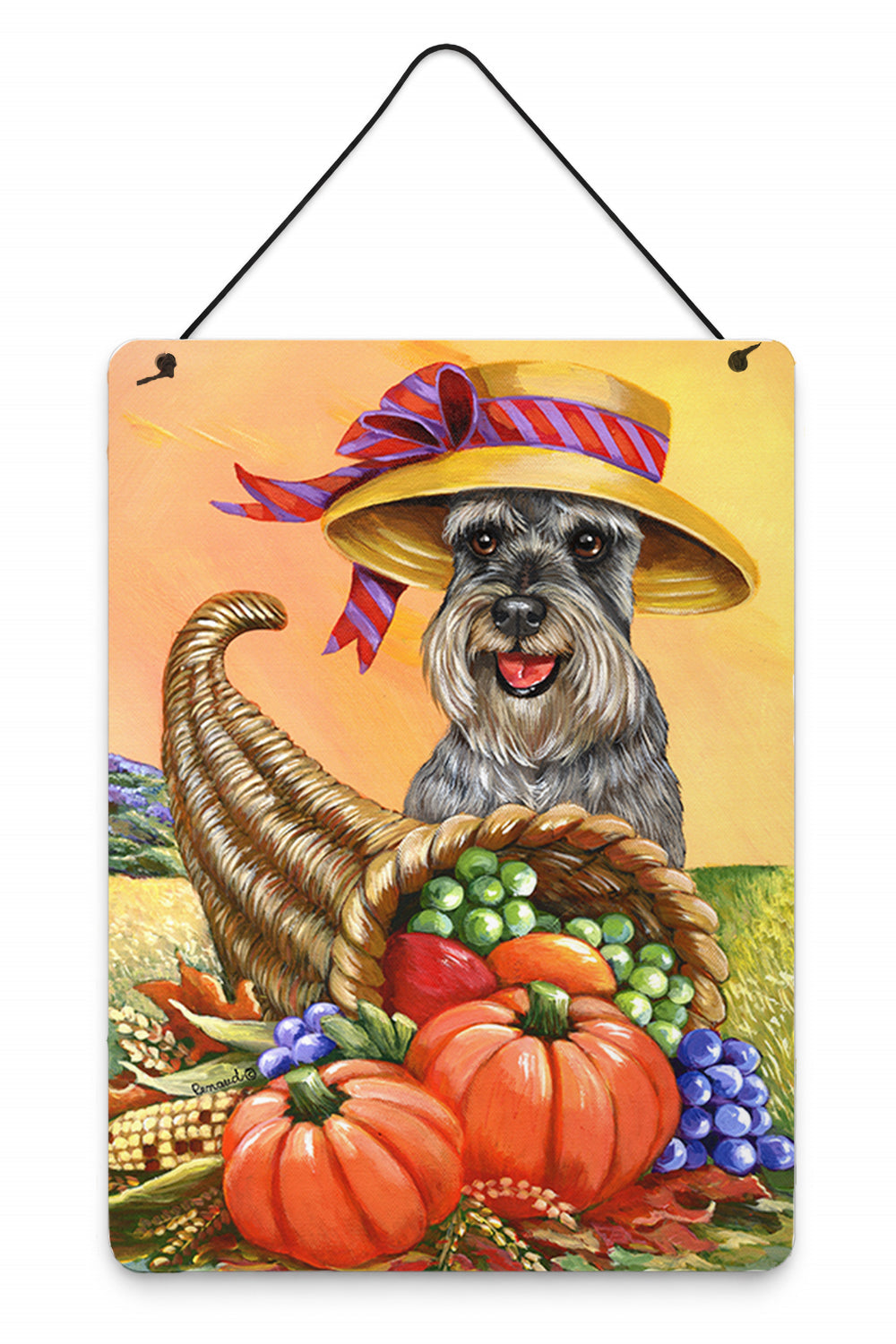 Schnauzer Autumn Wall or Door Hanging Prints Aluminum Metal Sign Kitchen Wall Bar Bathroom Plaque Home Decor Front Door Plaque, 12x16, Multicolor