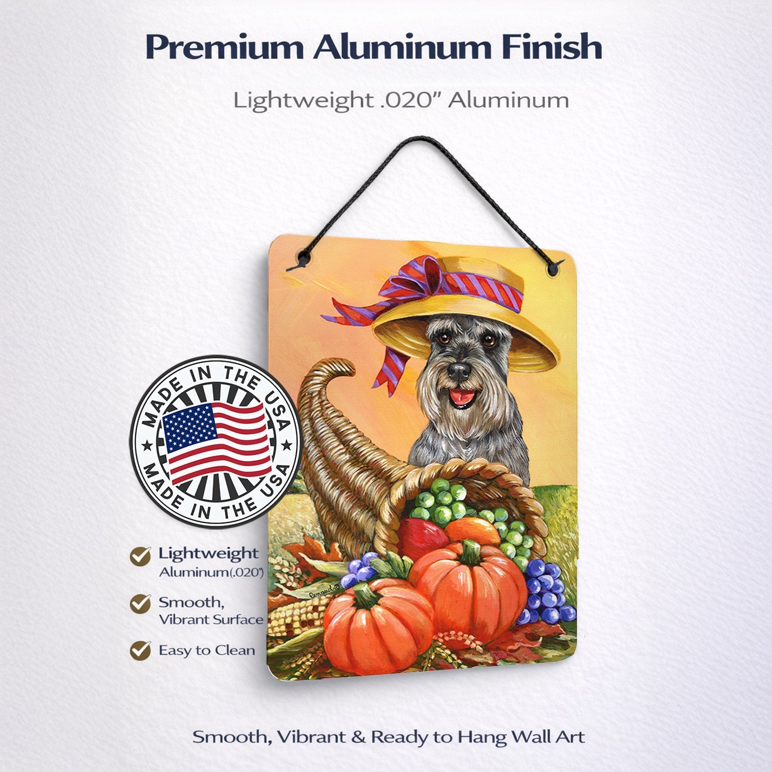 Schnauzer Autumn Wall or Door Hanging Prints Aluminum Metal Sign Kitchen Wall Bar Bathroom Plaque Home Decor Front Door Plaque, 12x16, Multicolor