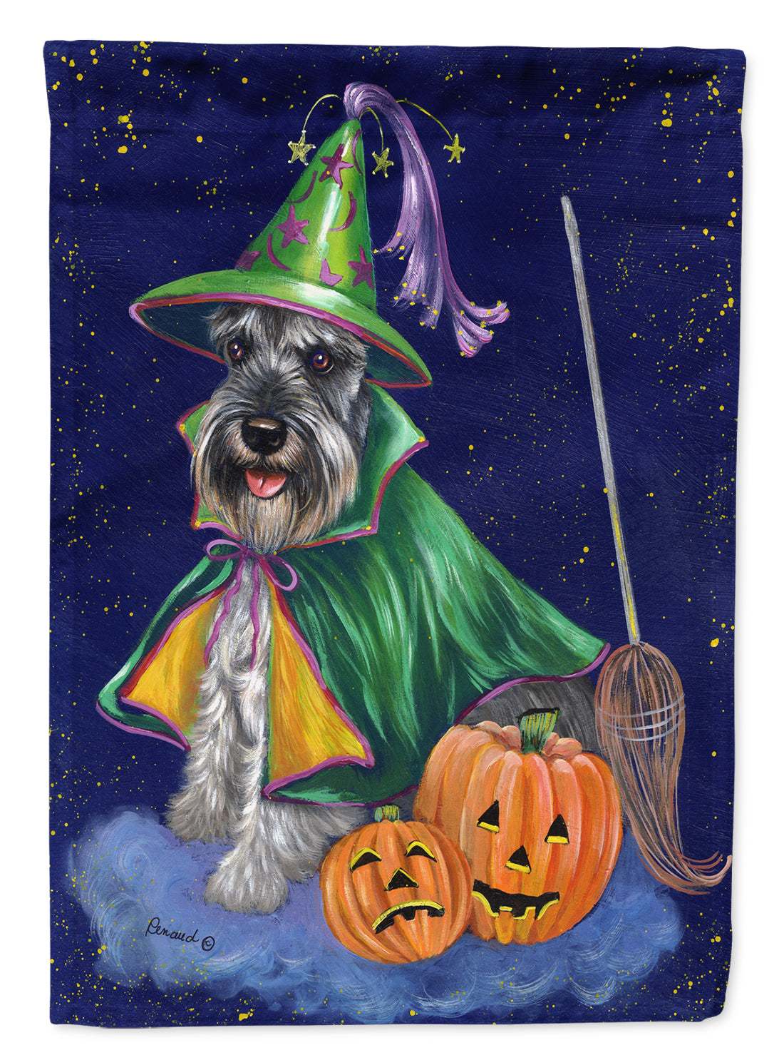 Schnauzer Halloween Good Witch Garden Flag Mailbox Decorative Yard Banner Outside Patio Artwork for Flower Beds, Garden Size, Multicolor