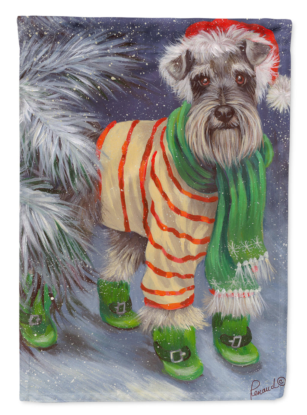 Schnauzer Christmas Green Boots Garden Flag Mailbox Decorative Yard Banner Outside Patio Artwork for Flower Beds, Garden Size, Multicolor