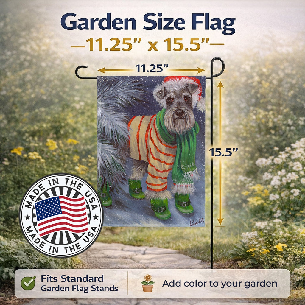 Schnauzer Christmas Green Boots Garden Flag Mailbox Decorative Yard Banner Outside Patio Artwork for Flower Beds, Garden Size, Multicolor