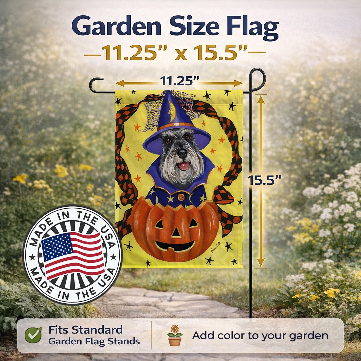 Schnauzer Halloween Garden Flag Mailbox Decorative Yard Banner Outside Patio Artwork for Flower Beds, Garden Size, Multicolor