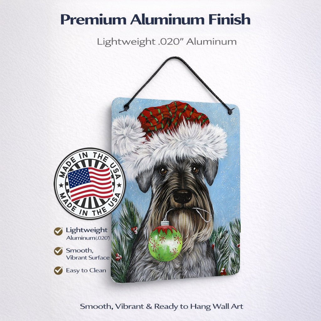 Schnauzer Christmas Pure at Heart Wall or Door Hanging Prints Aluminum Metal Sign Kitchen Wall Bar Bathroom Plaque Home Decor Front Door Plaque, 12x16, Multicolor