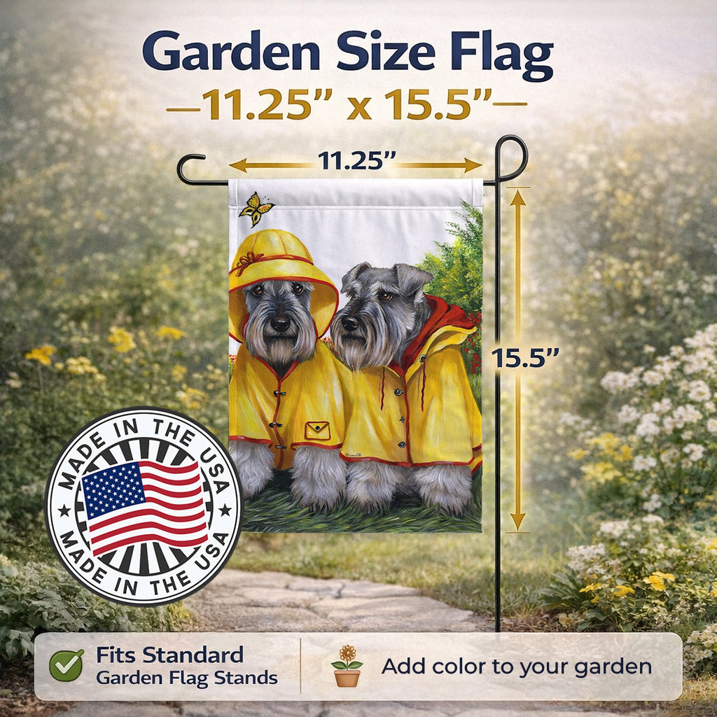 Schnauzer Rain Gear Garden Flag Mailbox Decorative Yard Banner Outside Patio Artwork for Flower Beds, Garden Size, Multicolor