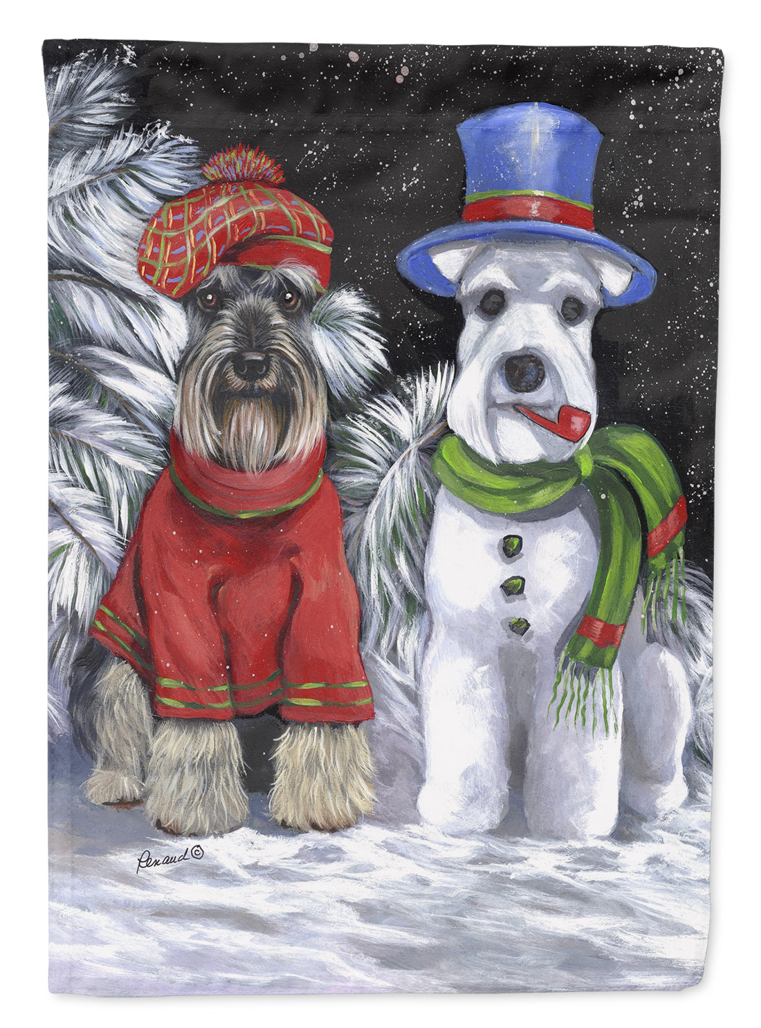Schnauzer Christmas Snow Dog Garden Flag Mailbox Decorative Yard Banner Outside Patio Artwork for Flower Beds, Garden Size, Multicolor