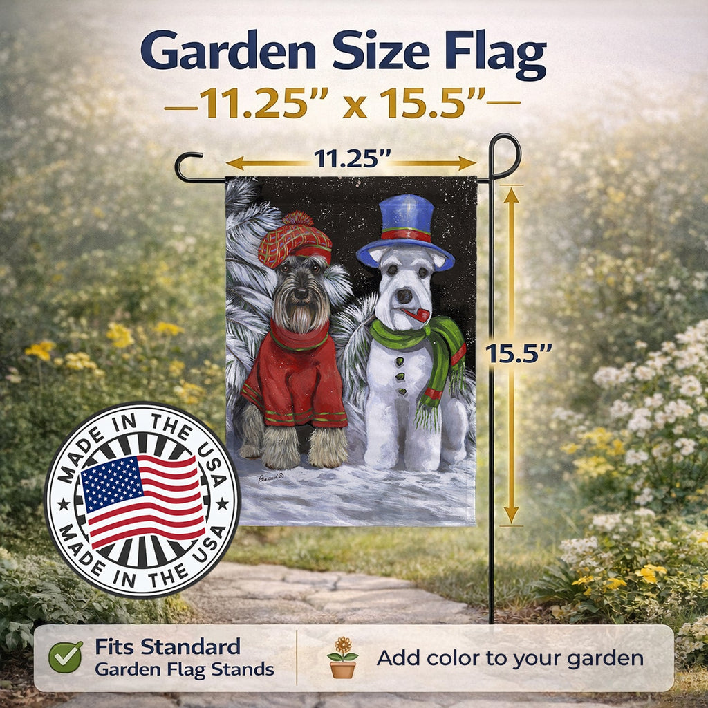 Schnauzer Christmas Snow Dog Garden Flag Mailbox Decorative Yard Banner Outside Patio Artwork for Flower Beds, Garden Size, Multicolor