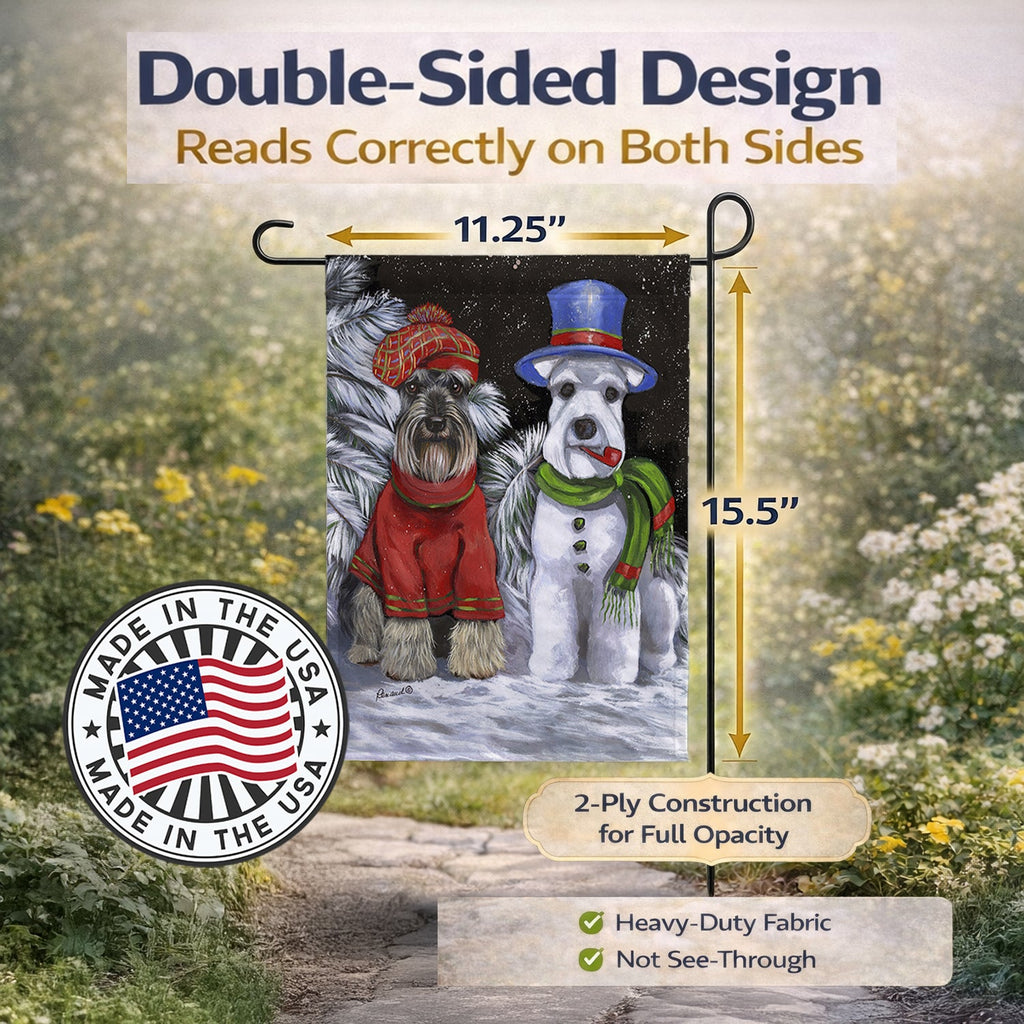 Schnauzer Christmas Snow Dog Garden Flag Mailbox Decorative Yard Banner Outside Patio Artwork for Flower Beds, Garden Size, Multicolor