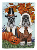 Schnauzer Thanksgiving Pilgrims Garden Flag Mailbox Decorative Yard Banner Outside Patio Artwork for Flower Beds, Garden Size, Multicolor
