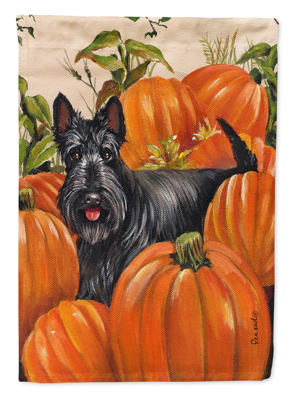 Scottish Terrier Scottie Pumpkins Garden Flag Mailbox Decorative Yard Banner Outside Patio Artwork for Flower Beds, Garden Size, Multicolor