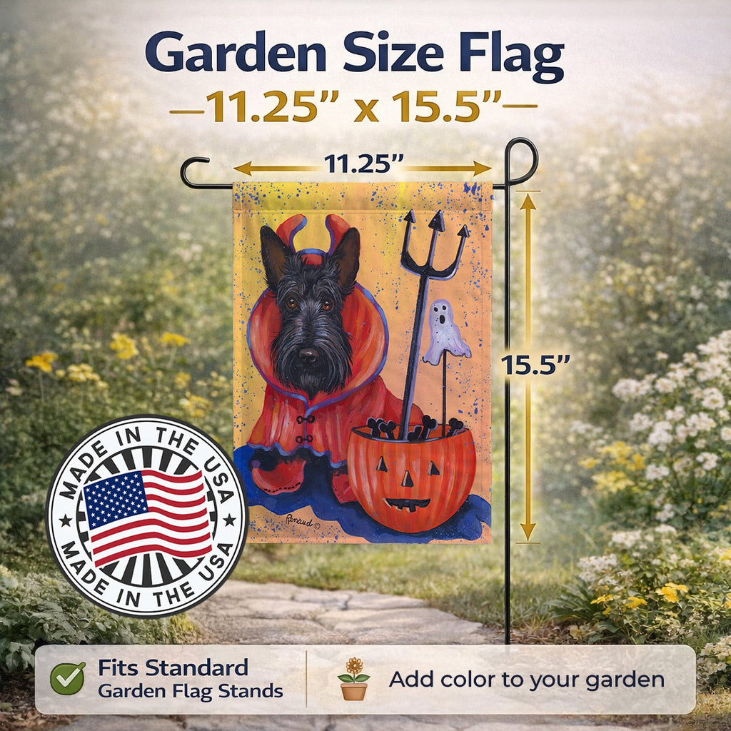 Scottie Boo Hoo Halloween Garden Flag Mailbox Decorative Yard Banner Outside Patio Artwork for Flower Beds, Garden Size, Multicolor