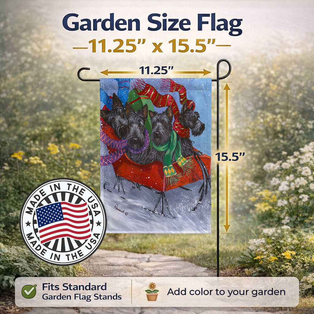 Scottie Christmas Dashing Garden Flag Mailbox Decorative Yard Banner Outside Patio Artwork for Flower Beds, Garden Size, Multicolor