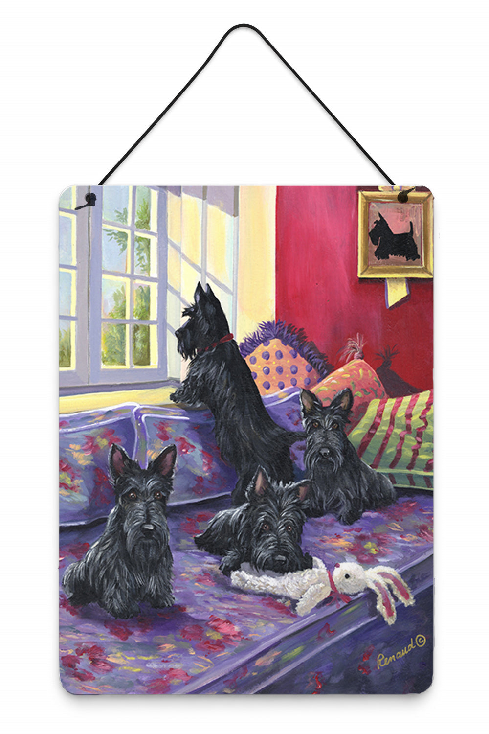 Scottie Daybed Wall or Door Hanging Prints Aluminum Metal Sign Kitchen Wall Bar Bathroom Plaque Home Decor Front Door Plaque, 12x16, Multicolor