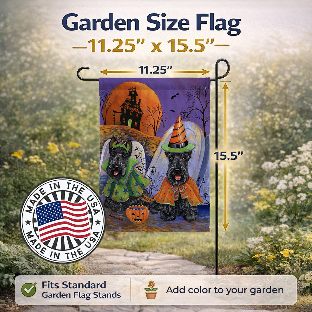 Scottie Halloween Haunted House Garden Flag Mailbox Decorative Yard Banner Outside Patio Artwork for Flower Beds, Garden Size, Multicolor