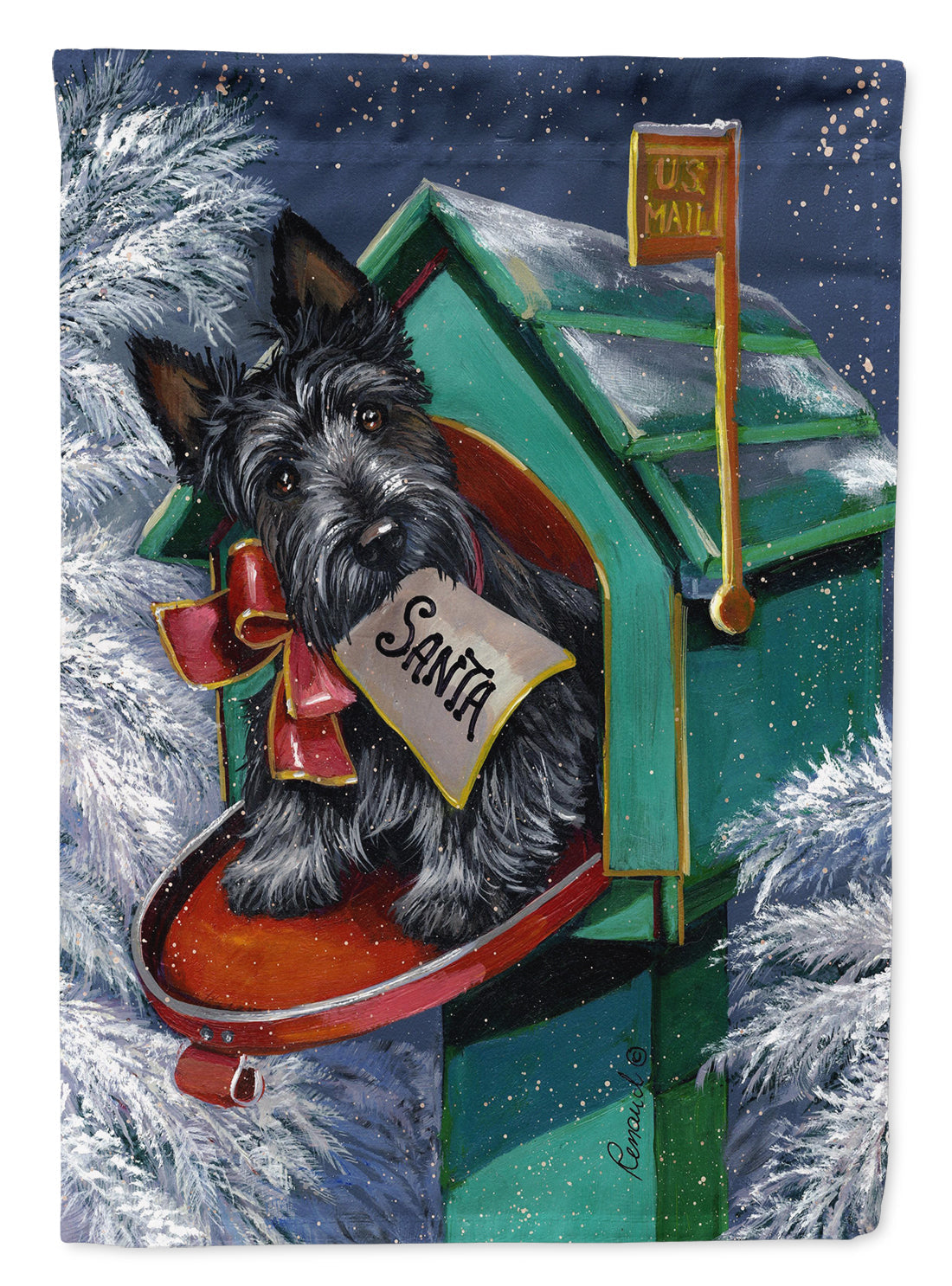 Scottie Christmas Letter to Santa Garden Flag Mailbox Decorative Yard Banner Outside Patio Artwork for Flower Beds, Garden Size, Multicolor