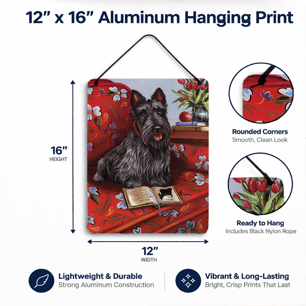 Scottie Lil Einstein Wall or Door Hanging Prints Aluminum Metal Sign Kitchen Wall Bar Bathroom Plaque Home Decor Front Door Plaque, 12x16, Multicolor