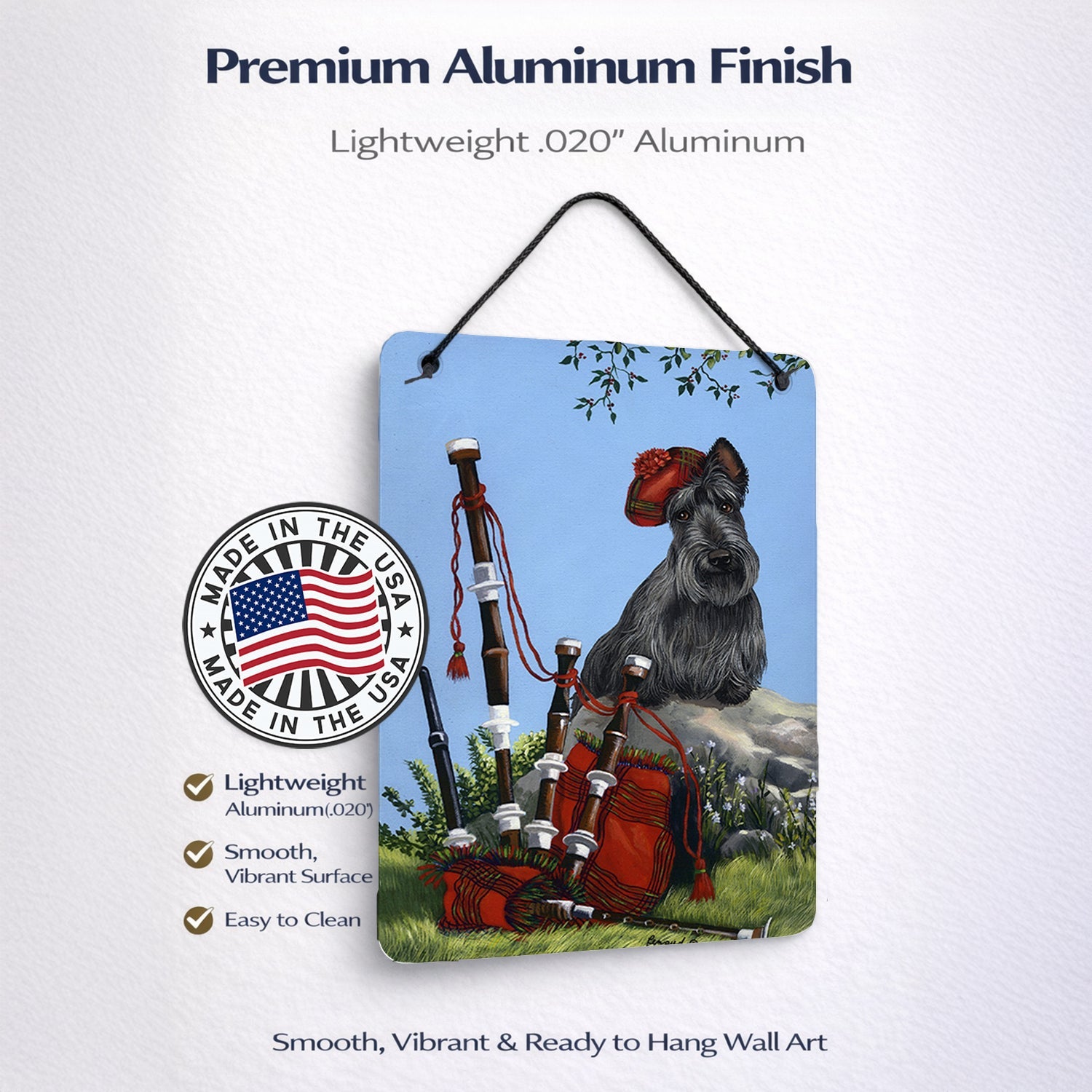 Scottie Piper Wall or Door Hanging Prints Aluminum Metal Sign Kitchen Wall Bar Bathroom Plaque Home Decor Front Door Plaque, 12x16, Multicolor