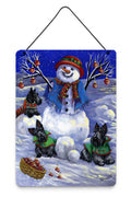 Scottie Christmas Snowman Wall or Door Hanging Prints Aluminum Metal Sign Kitchen Wall Bar Bathroom Plaque Home Decor Front Door Plaque, 12x16, Multicolor